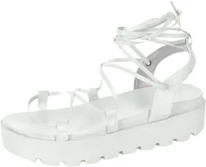 Summer Womens Strappy Platform Sandals Fashion Casual Cross Straps Lace Up Open Toe Non-Slip Sandals Comfortable Outdoor Ladies Shoes Sandalias
