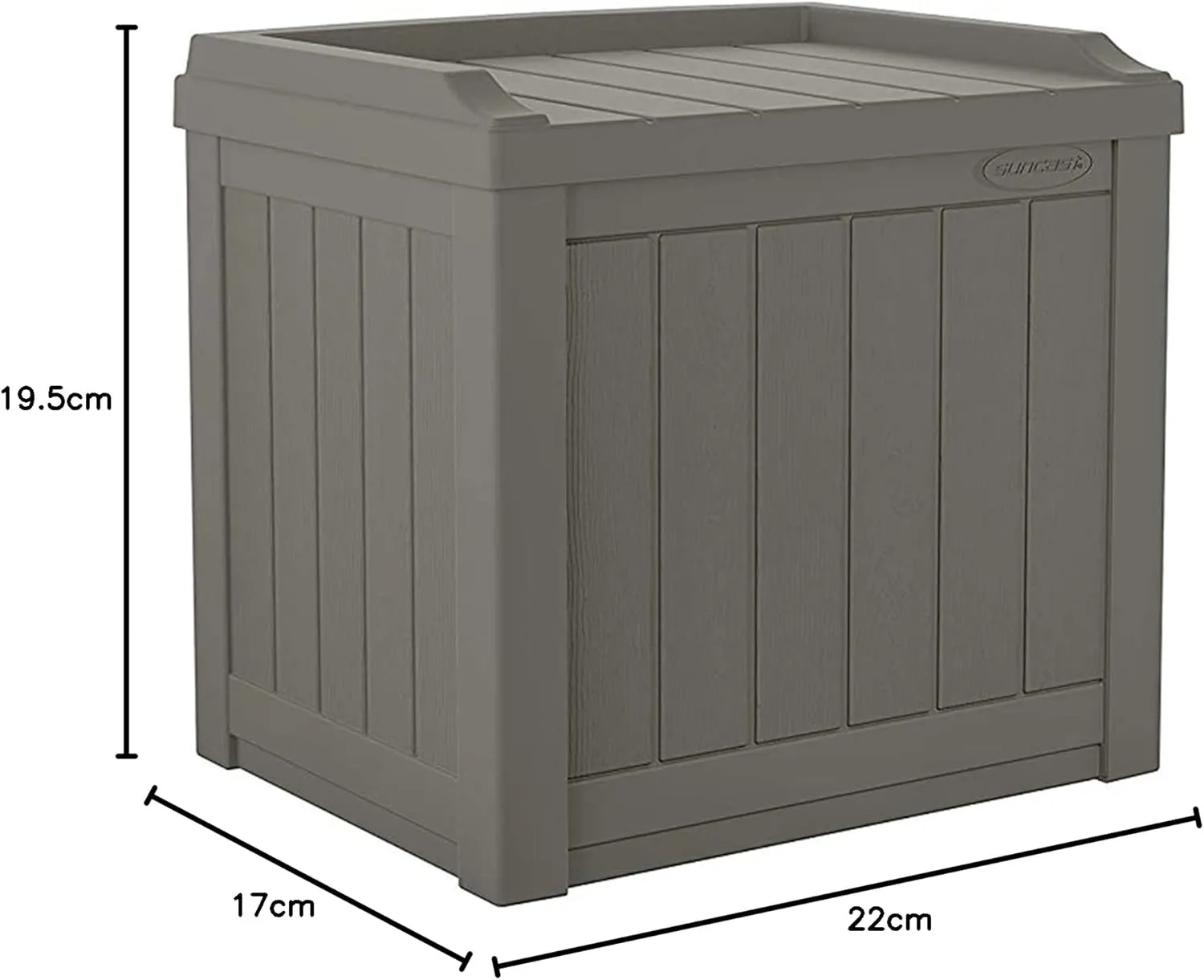 Suncast 22 Gallon Indoor or Outdoor Backyard Patio Small Storage Deck Box with Attractive Bench Seat and Reinforced Lid, Stone Gray