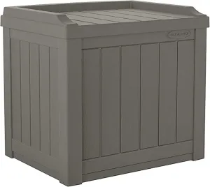 Suncast 22 Gallon Indoor or Outdoor Backyard Patio Small Storage Deck Box with Attractive Bench Seat and Reinforced Lid, Stone Gray