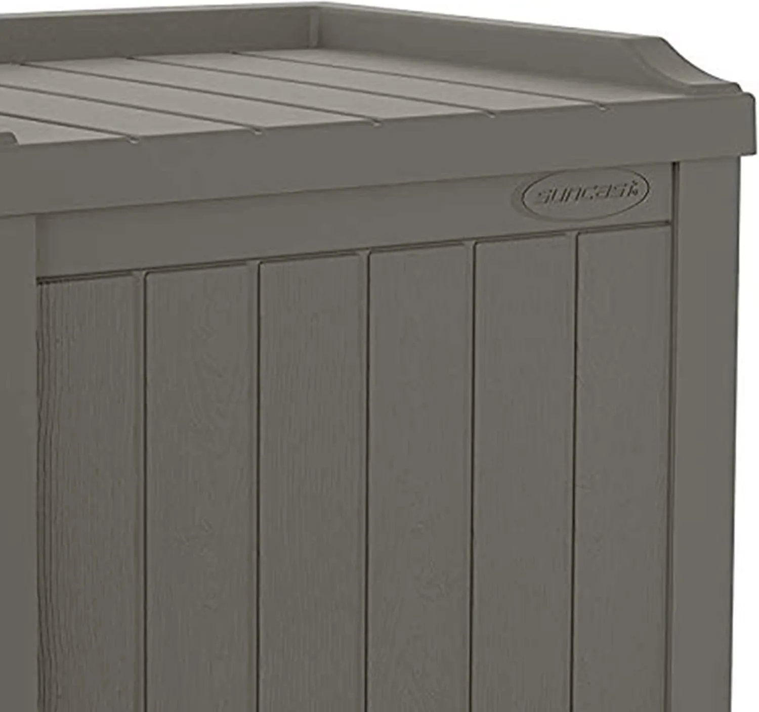 Suncast 22 Gallon Indoor or Outdoor Backyard Patio Small Storage Deck Box with Attractive Bench Seat and Reinforced Lid, Stone Gray