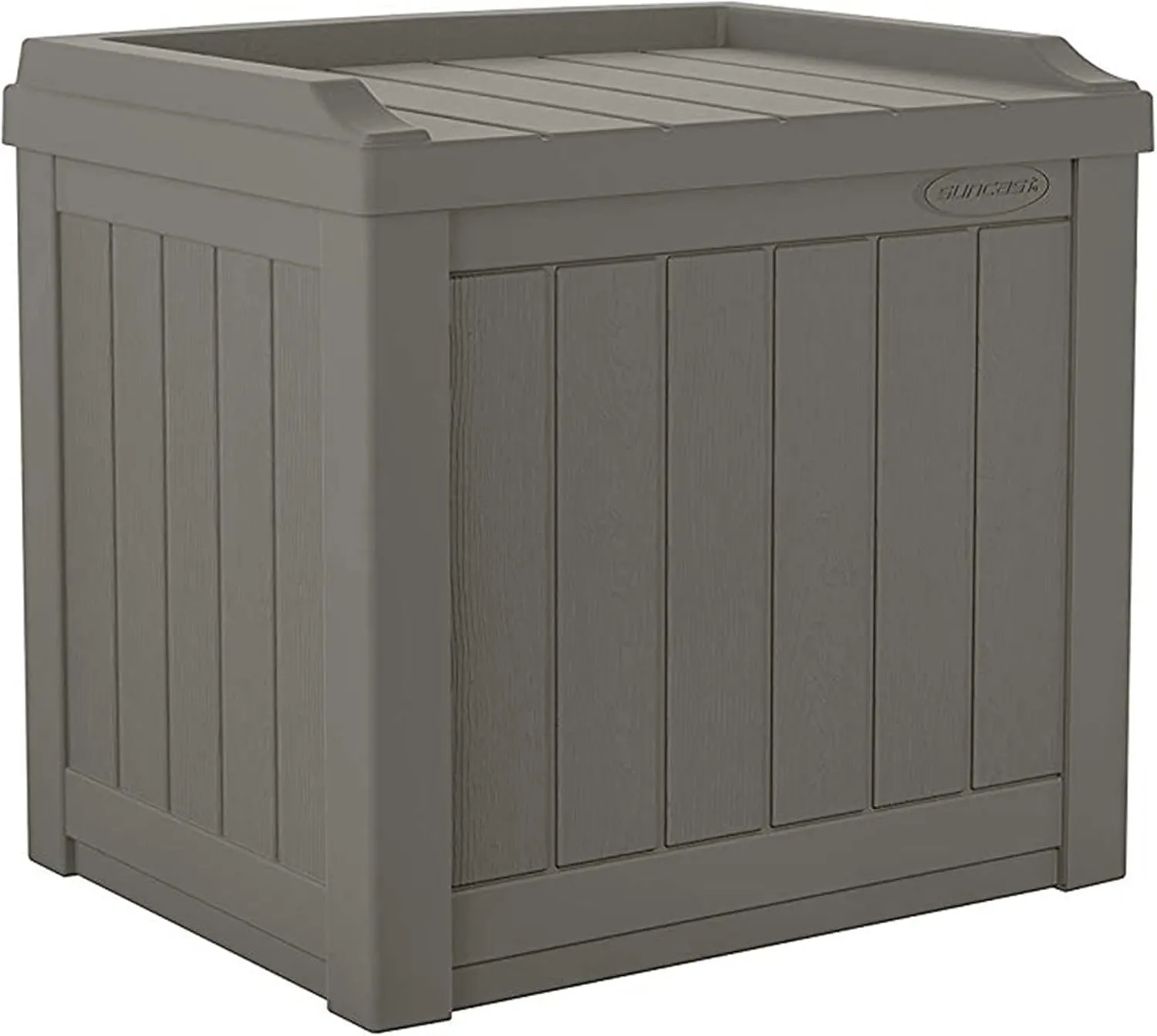 Suncast 22 Gallon Indoor or Outdoor Backyard Patio Small Storage Deck Box with Attractive Bench Seat and Reinforced Lid, Stone Gray