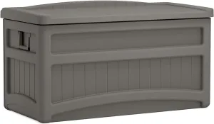 Suncast 73 Gallon Indoor/Outdoor Medium Deck Storage Box, 46"L x 23.62"W x 25.5"H, Stoney