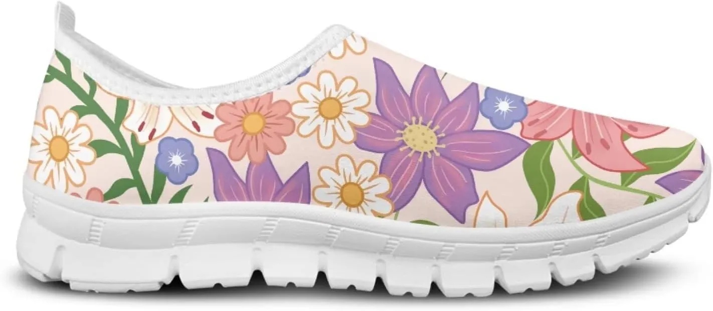 SYtrade Women's Fashion Floral Art Sneaker Flat Canvas Slip-On Ladies Travel Shoes