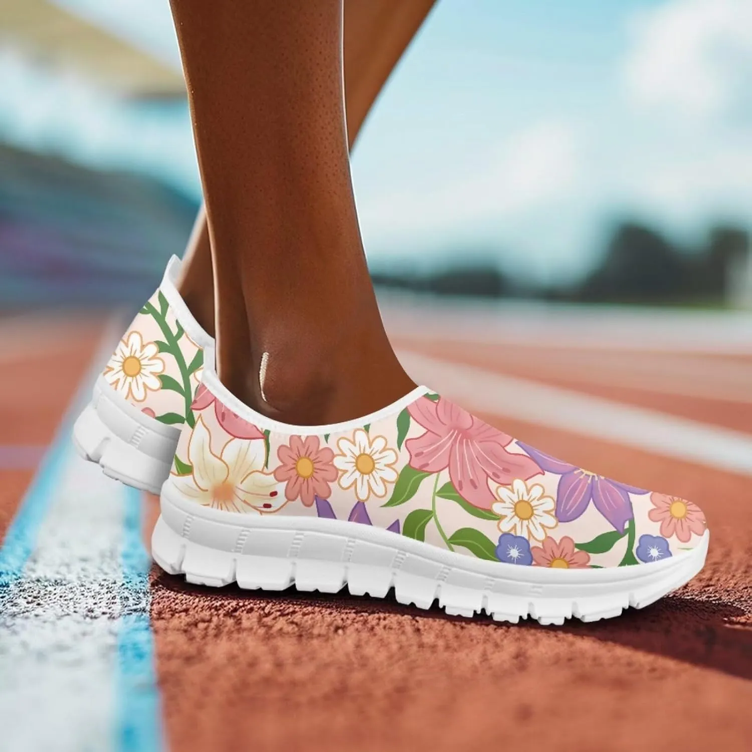 SYtrade Women's Fashion Floral Art Sneaker Flat Canvas Slip-On Ladies Travel Shoes