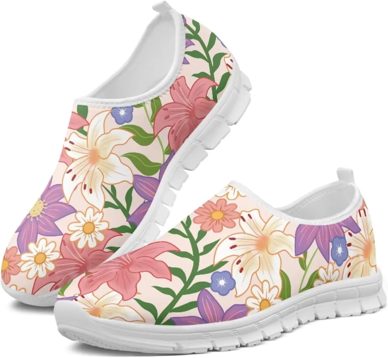 SYtrade Women's Fashion Floral Art Sneaker Flat Canvas Slip-On Ladies Travel Shoes