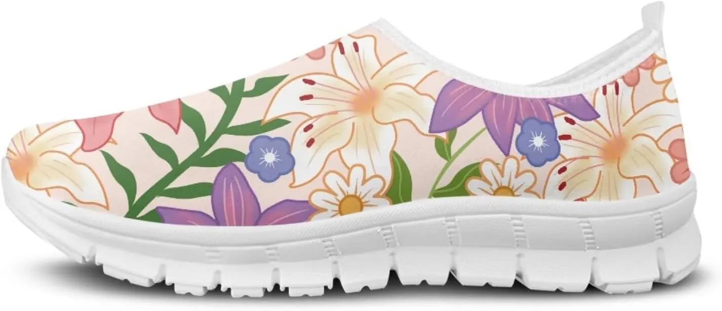 SYtrade Women's Fashion Floral Art Sneaker Flat Canvas Slip-On Ladies Travel Shoes