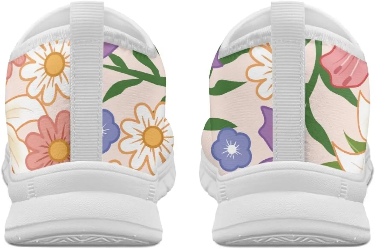 SYtrade Women's Fashion Floral Art Sneaker Flat Canvas Slip-On Ladies Travel Shoes