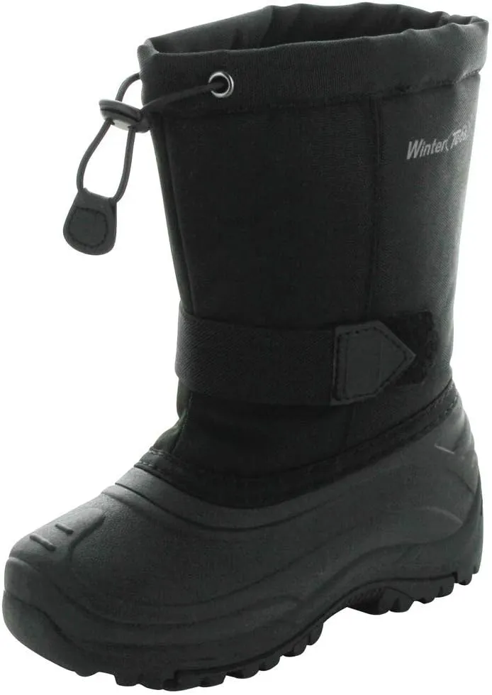 TECS 7in Toddler Girls Waterproof Nylon Rubber Shell Winter Boots - Works in -25F/ -32C, Excellent Traction, Easy to Slip on and Lightweight