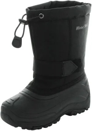 TECS 7in Toddler Girls Waterproof Nylon Rubber Shell Winter Boots - Works in -25F/ -32C, Excellent Traction, Easy to Slip on and Lightweight