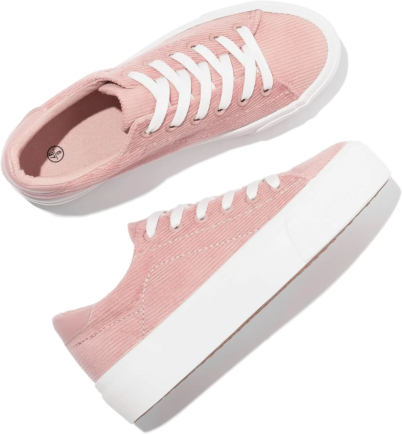 THATXUAOV Womens Platform Sneakers White Tennis Shoes Casual Low Top Fashion Sneakers