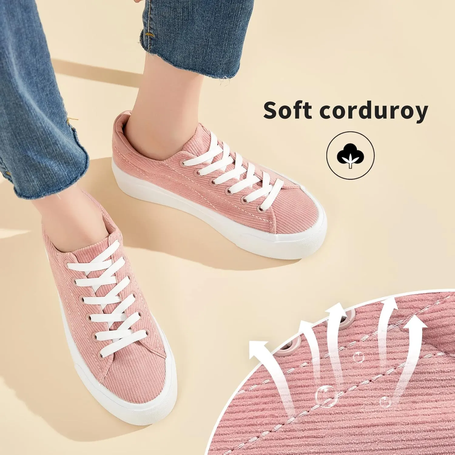 THATXUAOV Womens Platform Sneakers White Tennis Shoes Casual Low Top Fashion Sneakers