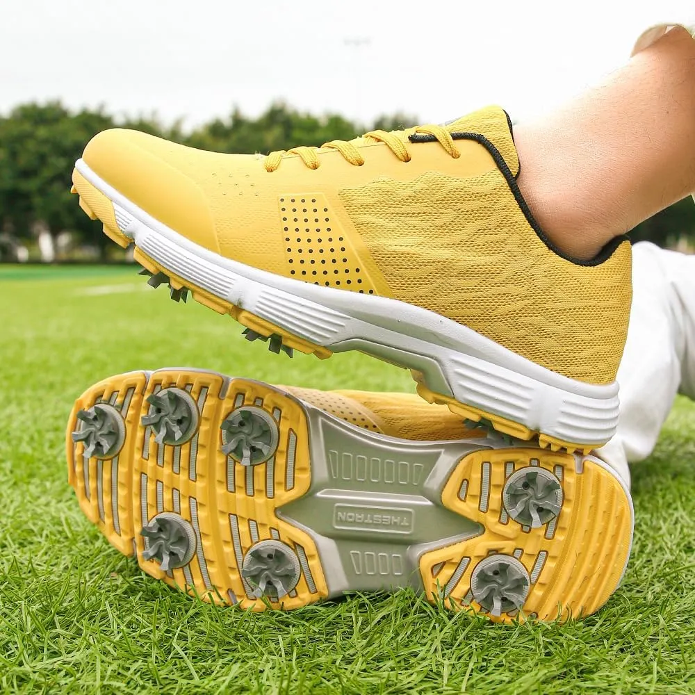 THESTRON Professional Golf Shoes for Men 7 Spikes Non-Slip Outdoor Golf Sport Training Sneakers Mens Comfortable Sport Shoes for Golfing Size 7-15