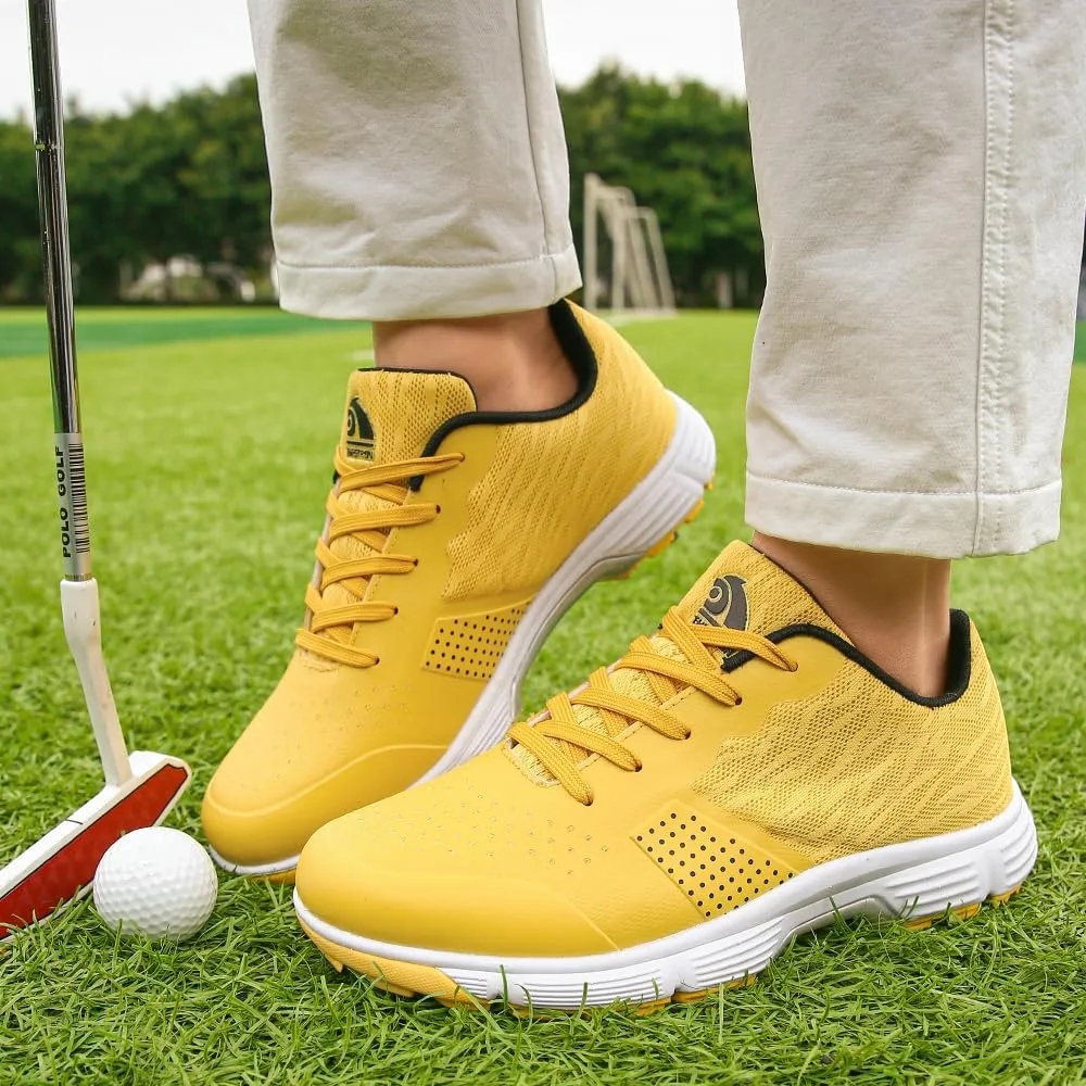 THESTRON Professional Golf Shoes for Men 7 Spikes Non-Slip Outdoor Golf Sport Training Sneakers Mens Comfortable Sport Shoes for Golfing Size 7-15