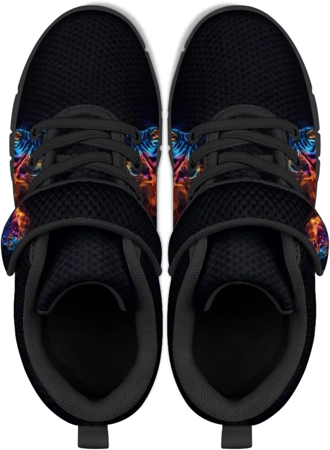 Tiger Print Kids Barefoot Shoes for Little Boys Winter Ankle Running Athletic Walking Strap Sneakers