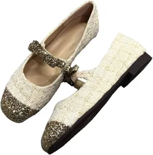TN TANGNEST Flats for Women Classical Square Toe Mary Jane Flats Soft One Line Strap Flats Slip On Flats