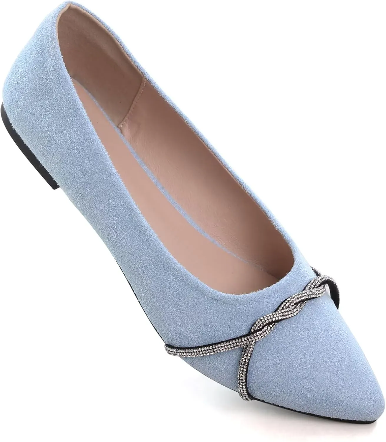 TN TANGNEST Womens Casual Flats Fashion Chain Pointed Toe Ballet Flats Rhinestone Flats Comfort Slip On Dress Shoes