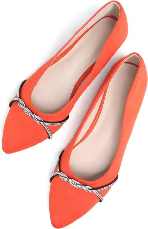 TN TANGNEST Womens Casual Flats Fashion Chain Pointed Toe Ballet Flats Rhinestone Flats Comfort Slip On Dress Shoes