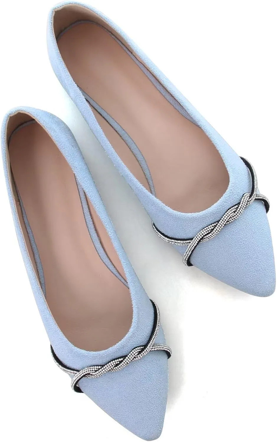 TN TANGNEST Womens Casual Flats Fashion Chain Pointed Toe Ballet Flats Rhinestone Flats Comfort Slip On Dress Shoes