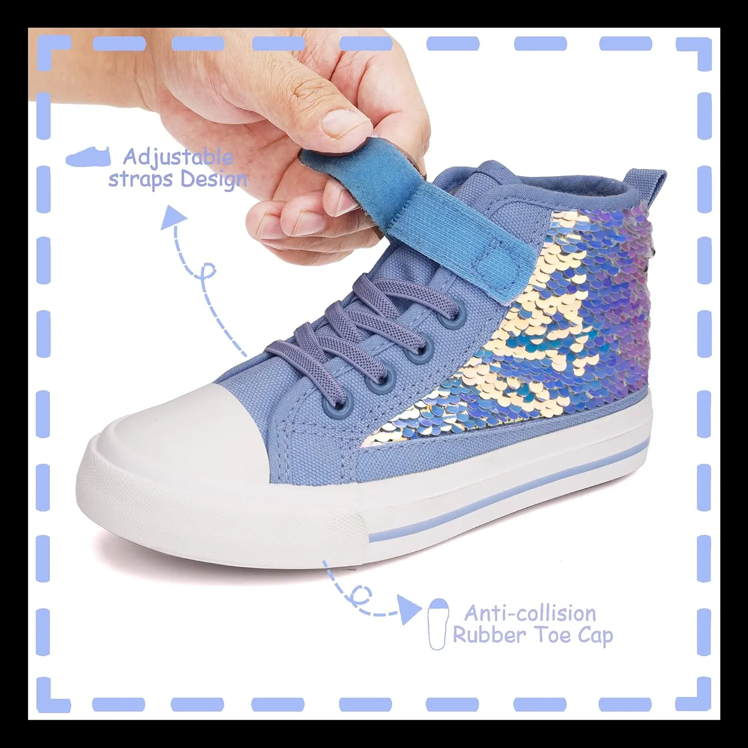 Toandon Kids Adorable Fashion High Top Casual Canvas Sneakers