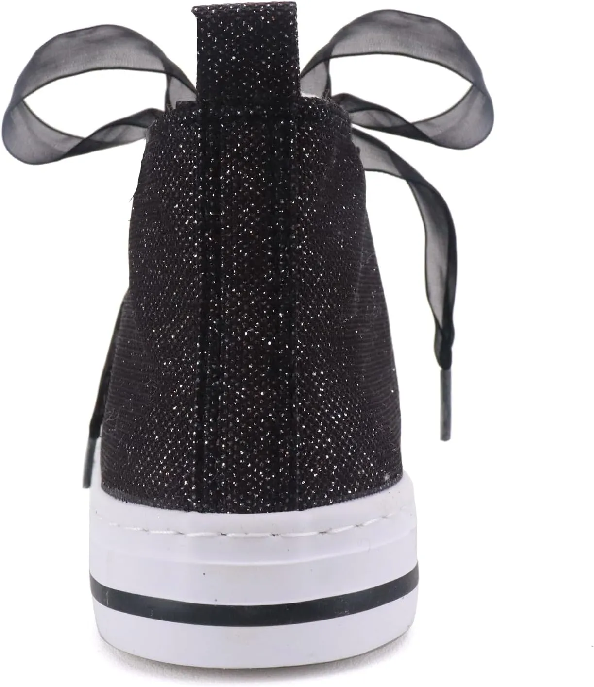 Toandon Little Kids Girls Glimmer Glitter Ribbon Lace Sneakers Age 3-10