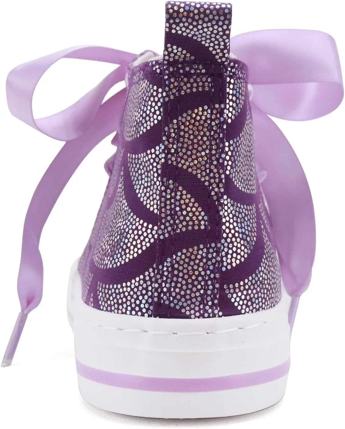 Toandon Little Kids Girls Glimmer Glitter Ribbon Lace Sneakers Age 3-10