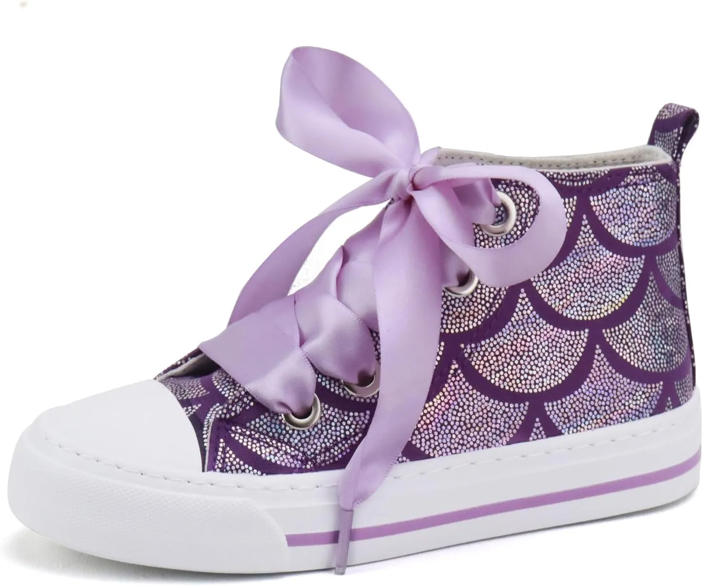 Toandon Little Kids Girls Glimmer Glitter Ribbon Lace Sneakers Age 3-10