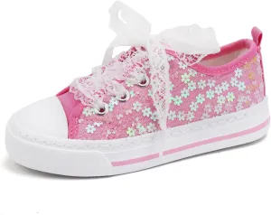 ToandonToddler Kids Sneakers Sparkle Fashion Glitter Sequins Canvas Shoes