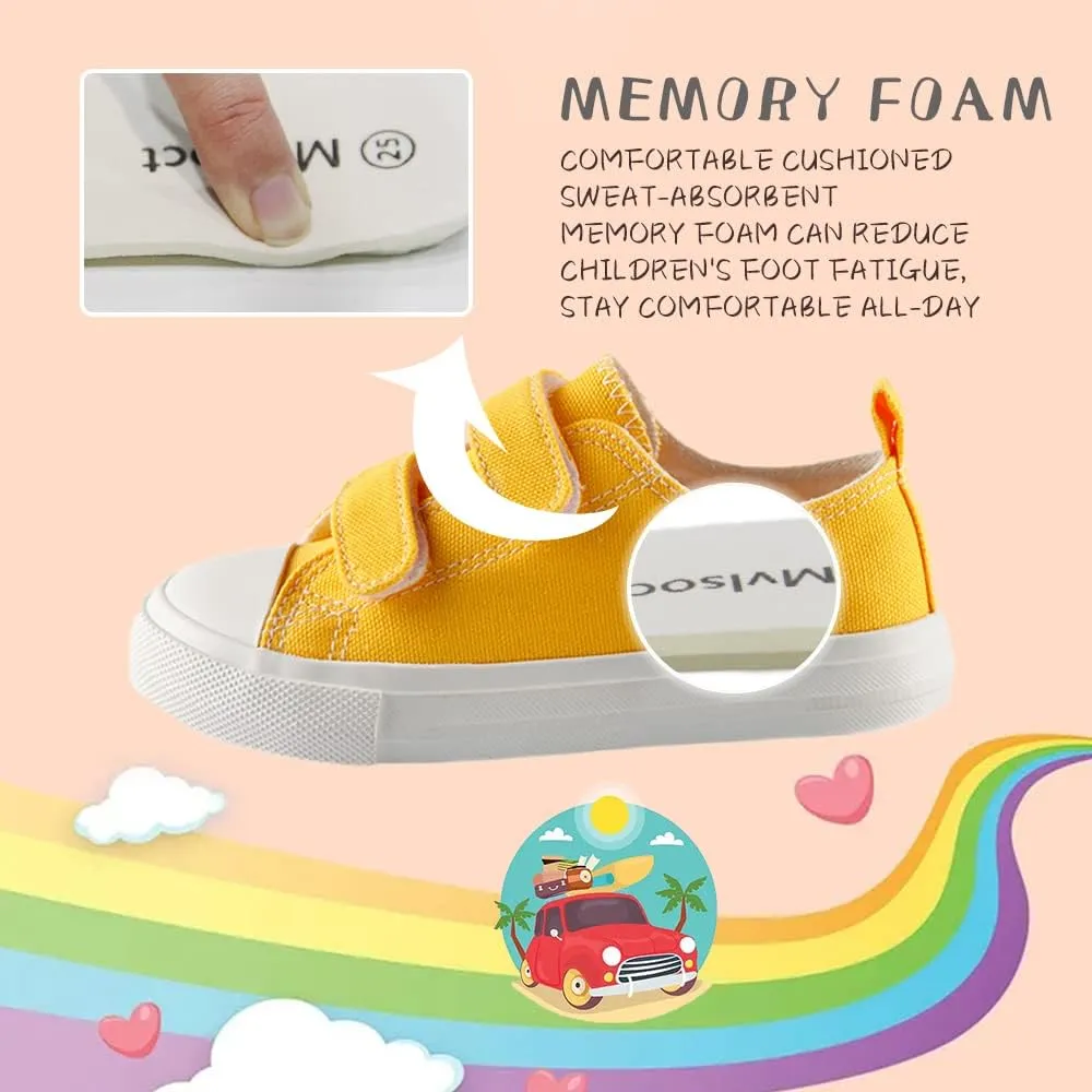 Toddler Boys and Girls Low Top Canvas Adjustable Strap Sneakers