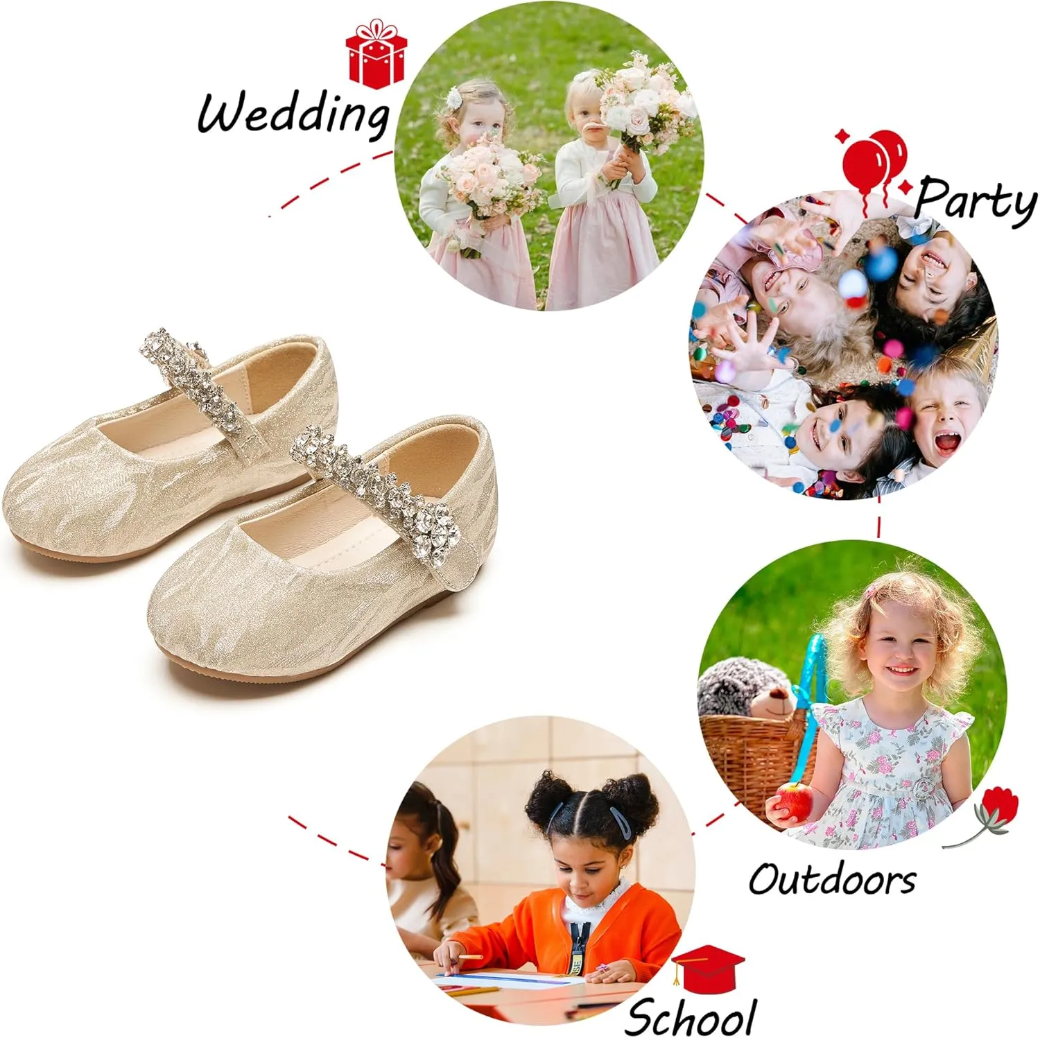 Toddler Flower Girl Dress Shoes - Little Girl Mary Janes for Wedding Party