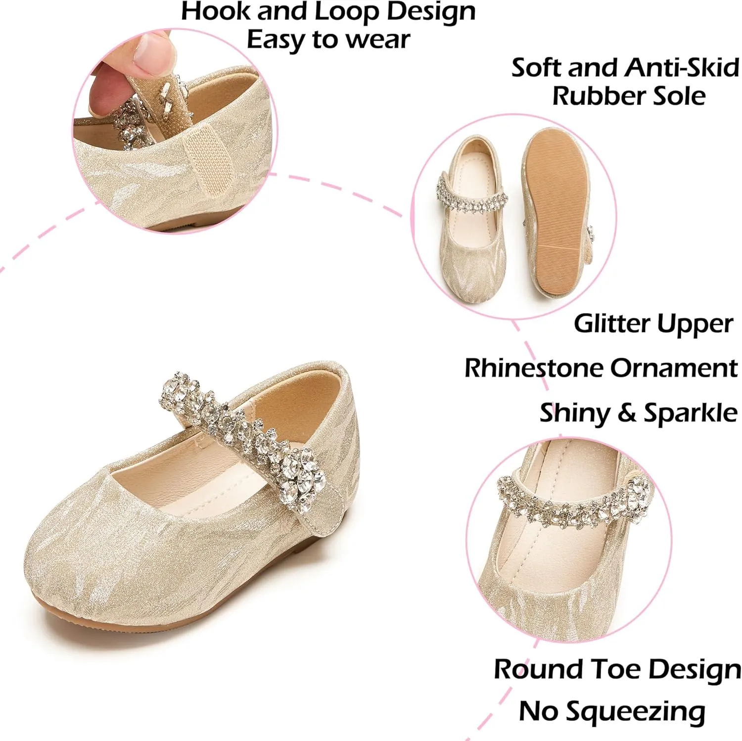 Toddler Flower Girl Dress Shoes - Little Girl Mary Janes for Wedding Party