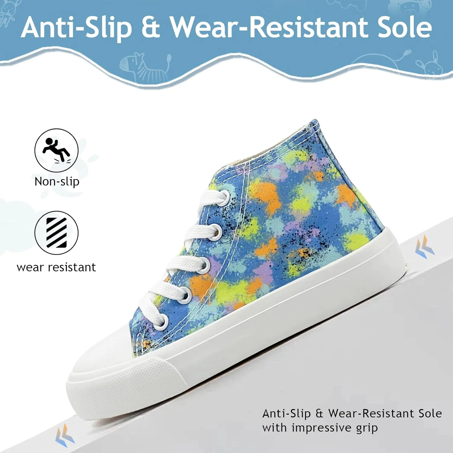 Toddler Sneakers for Girls Boys High Top Kids Lace Up Canvas Fashion Shoes Comfortable Classic Casual Running Walking Shoe