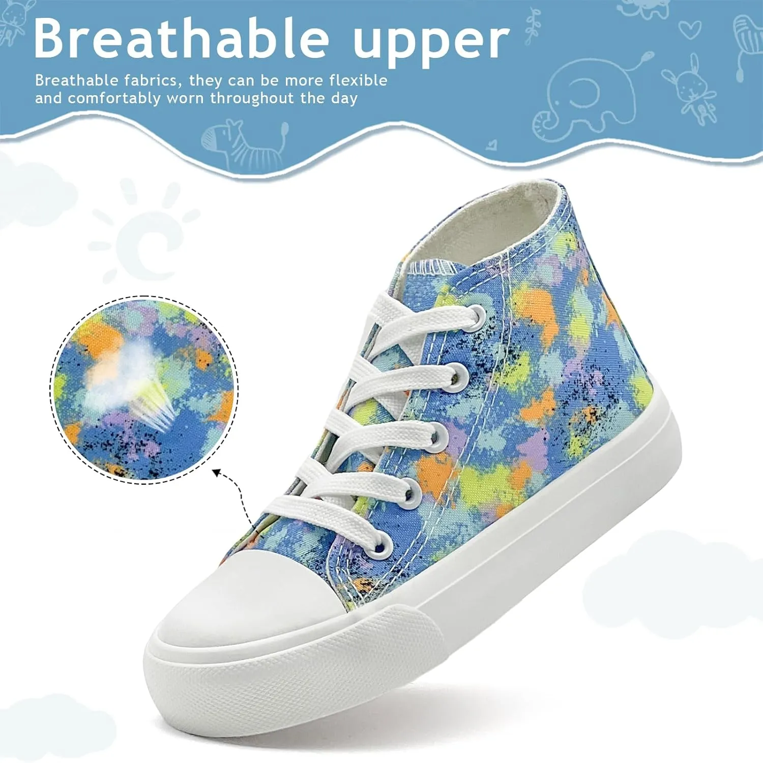 Toddler Sneakers for Girls Boys High Top Kids Lace Up Canvas Fashion Shoes Comfortable Classic Casual Running Walking Shoe