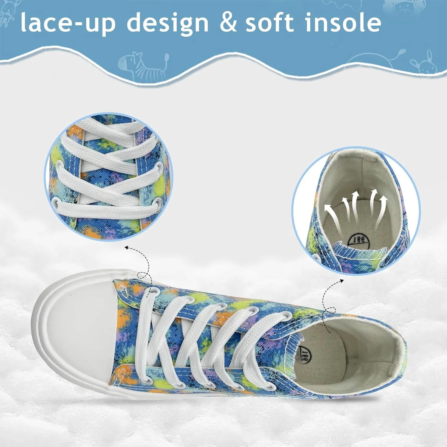 Toddler Sneakers for Girls Boys High Top Kids Lace Up Canvas Fashion Shoes Comfortable Classic Casual Running Walking Shoe