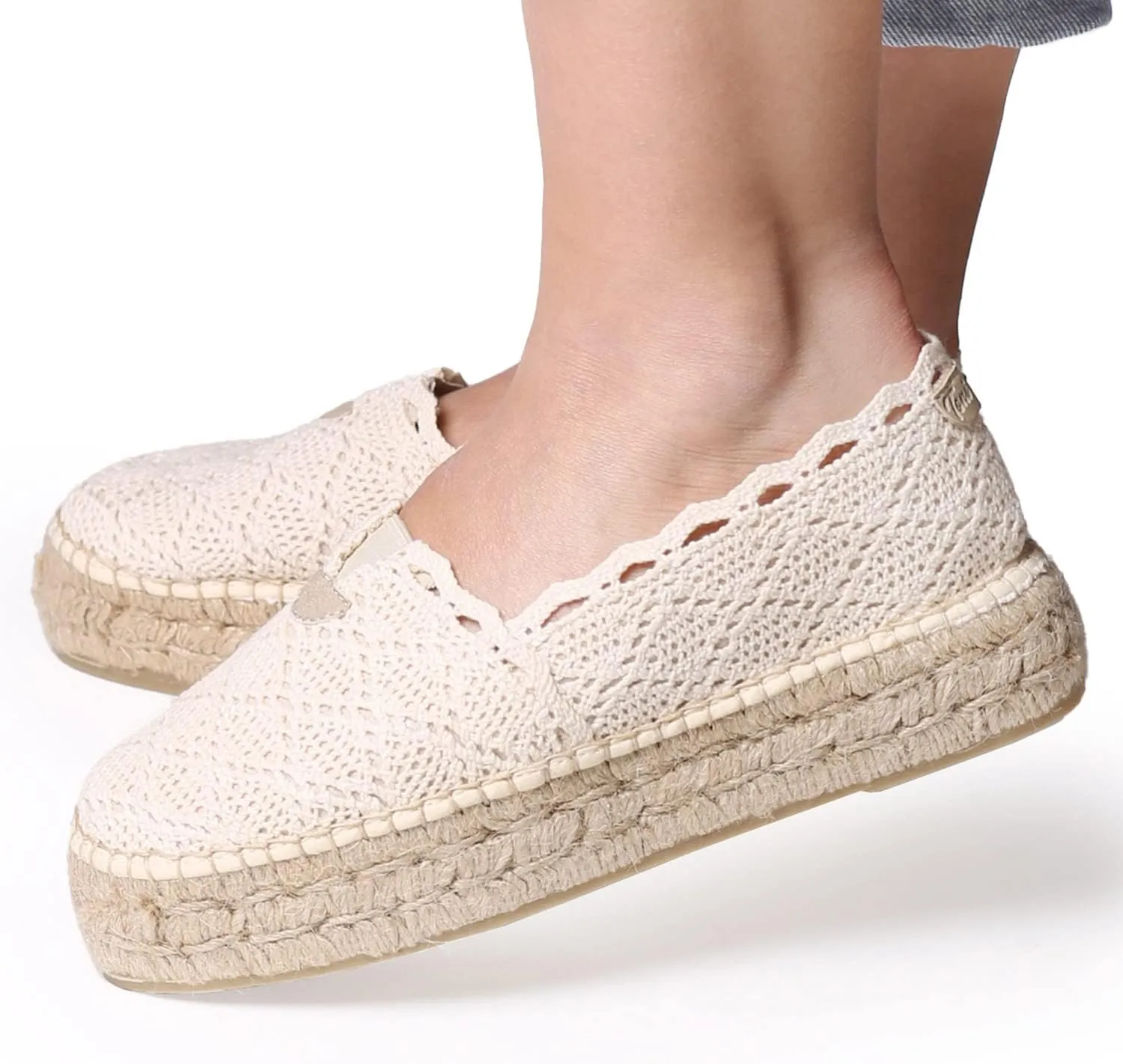 Toni Pons Aitana - Crochet Flat Espadrille for Women Cotton