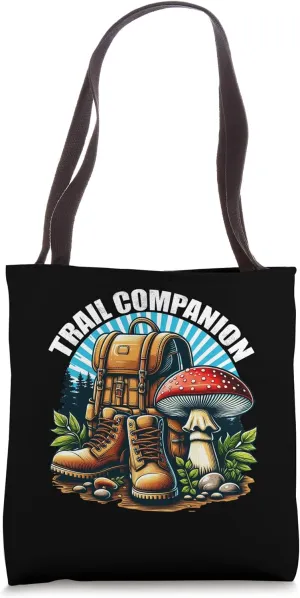Trail Companion Hiking Boots & Mushrooms Foraging Tote Bag