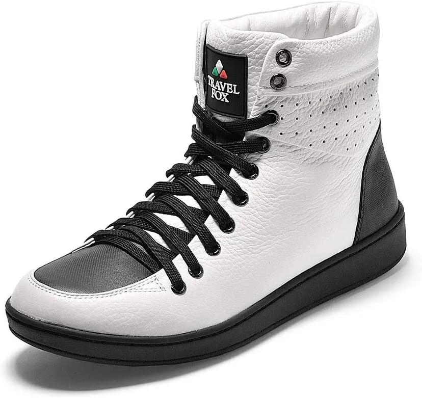 TRAVEL FOX Unisex Classic 900 Nappa Leather Round Toe Lace-Up High-Top Sneakers