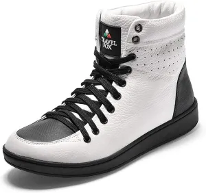 TRAVEL FOX Unisex Classic 900 Nappa Leather Round Toe Lace-Up High-Top Sneakers