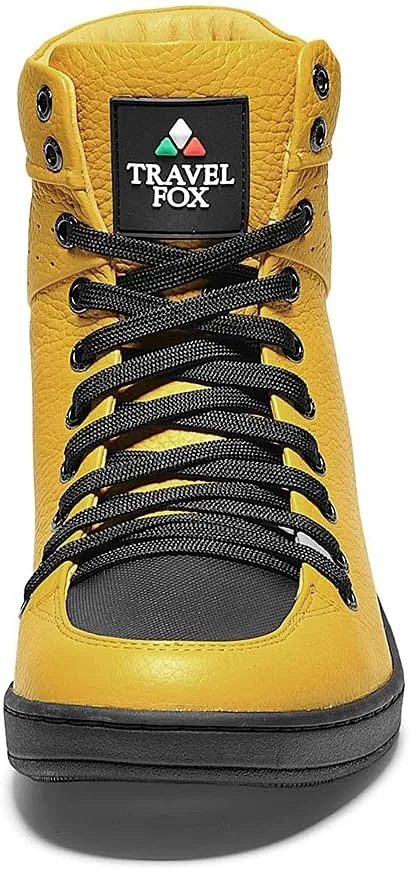 TRAVEL FOX Unisex Classic 900 Nappa Leather Round Toe Lace-Up High-Top Sneakers