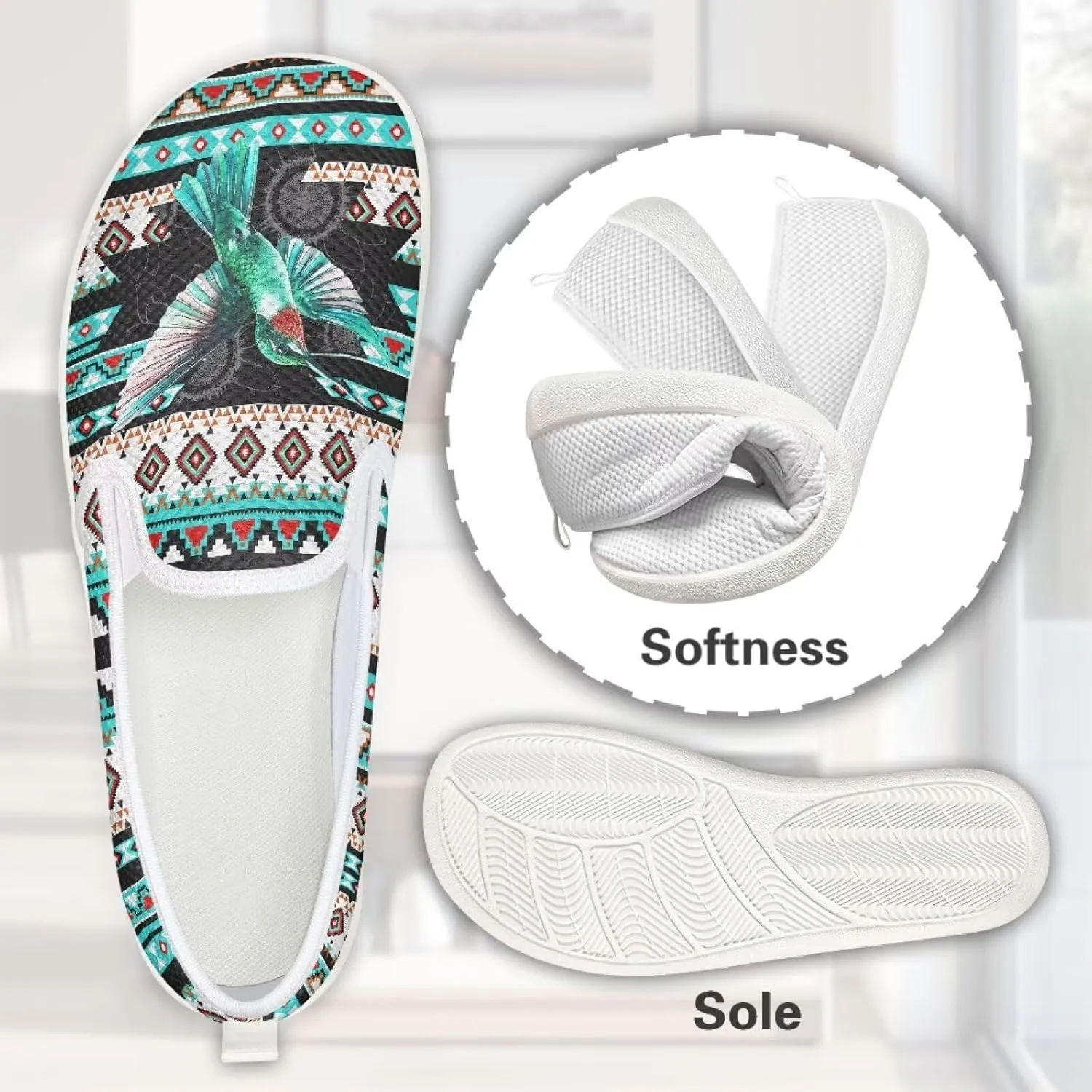 Trendy Womens Flats Shoes Ethnic Style Casual Shoes for Women Slip On Shoes