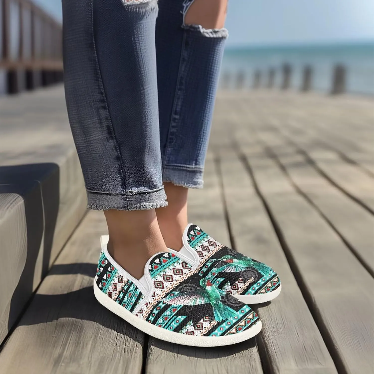 Trendy Womens Flats Shoes Ethnic Style Casual Shoes for Women Slip On Shoes