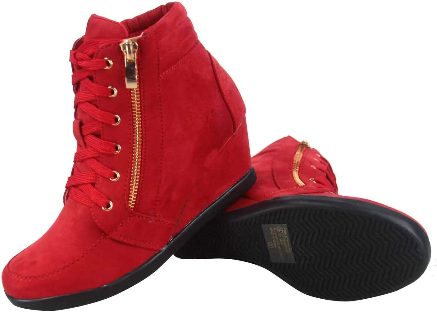 TZ 56 Womens High Top Sneakers Fashion Classic Lace Up Comfortable Wedge Walking Shoes