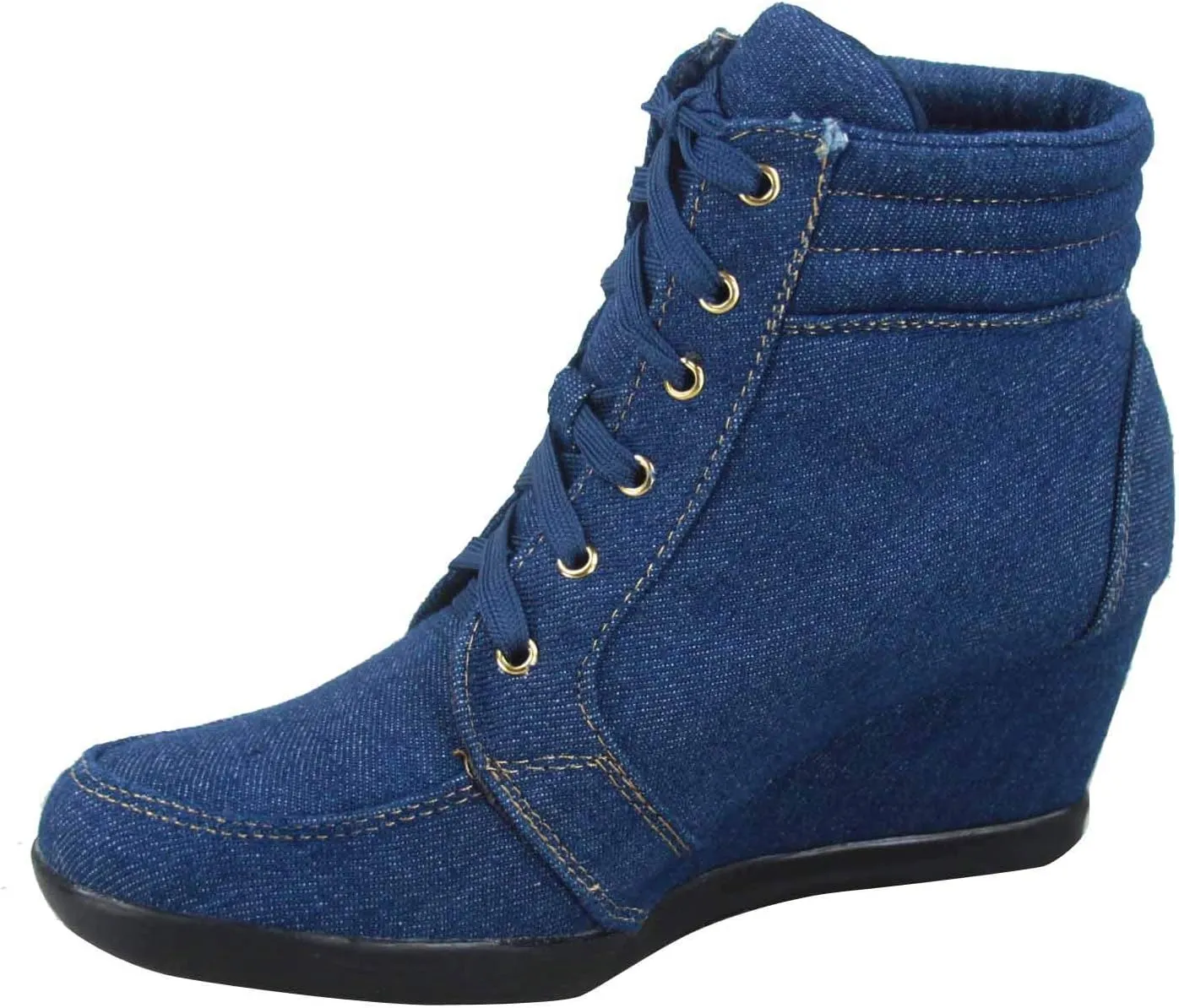 TZ 56 Womens High Top Sneakers Fashion Classic Lace Up Comfortable Wedge Walking Shoes