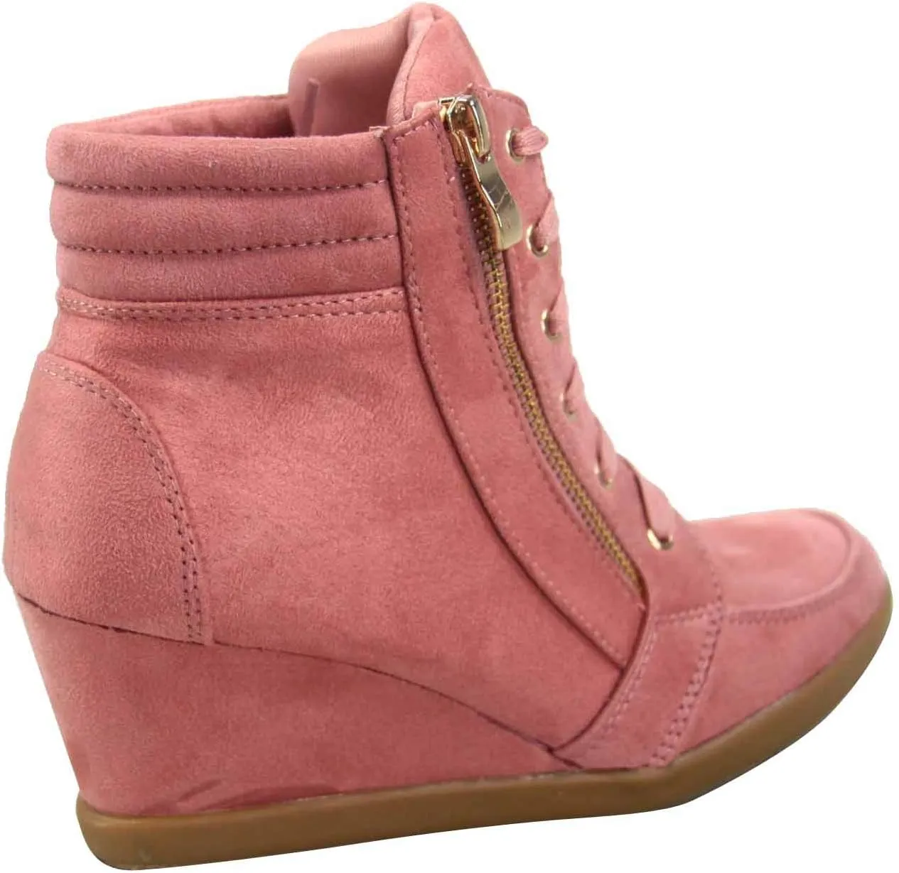 TZ 56 Womens High Top Sneakers Fashion Classic Lace Up Comfortable Wedge Walking Shoes