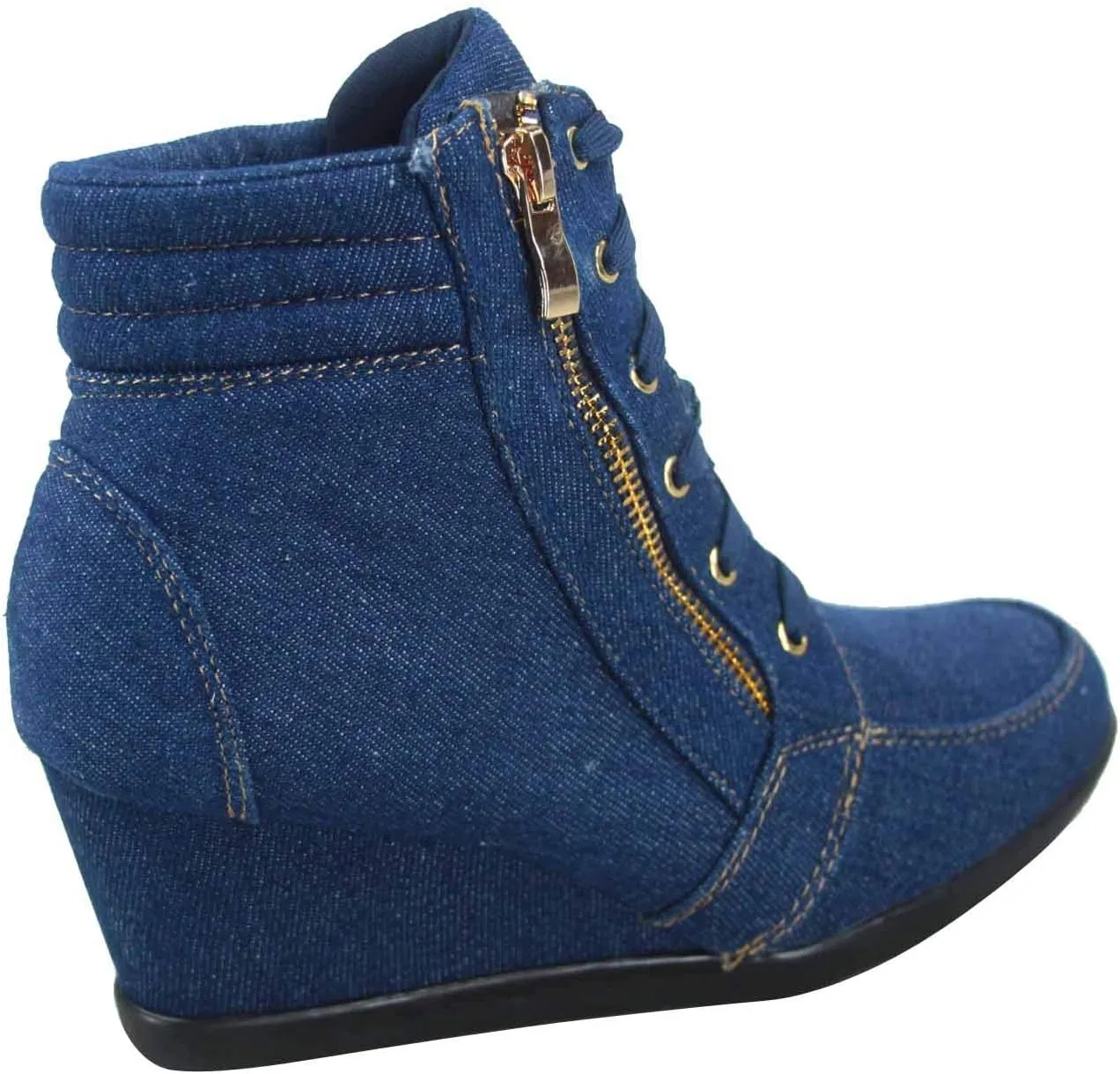 TZ 56 Womens High Top Sneakers Fashion Classic Lace Up Comfortable Wedge Walking Shoes