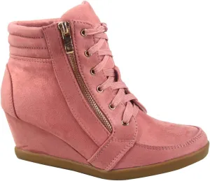 TZ 56 Womens High Top Sneakers Fashion Classic Lace Up Comfortable Wedge Walking Shoes