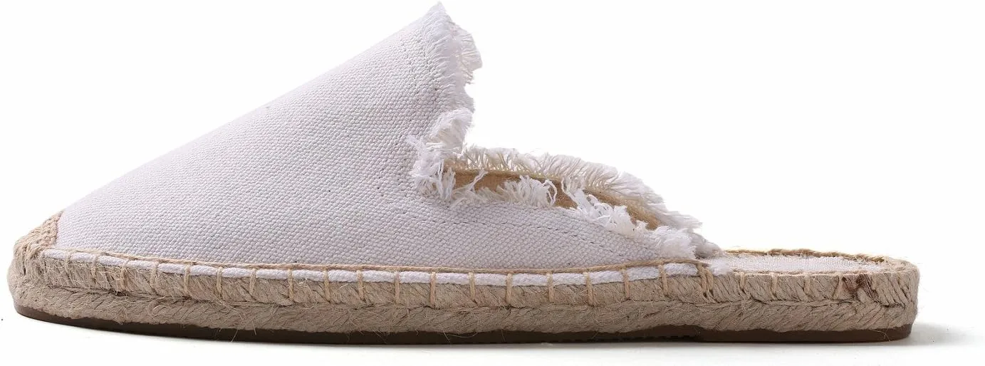 U-lite Women's Simple Mule Breathable Flat Espadrilles Shoes, Pure Color Mules
