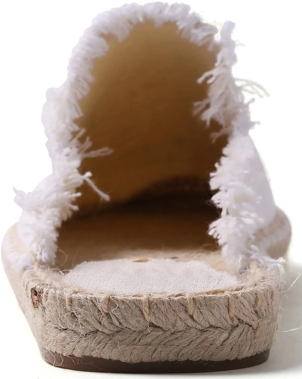 U-lite Women's Simple Mule Breathable Flat Espadrilles Shoes, Pure Color Mules