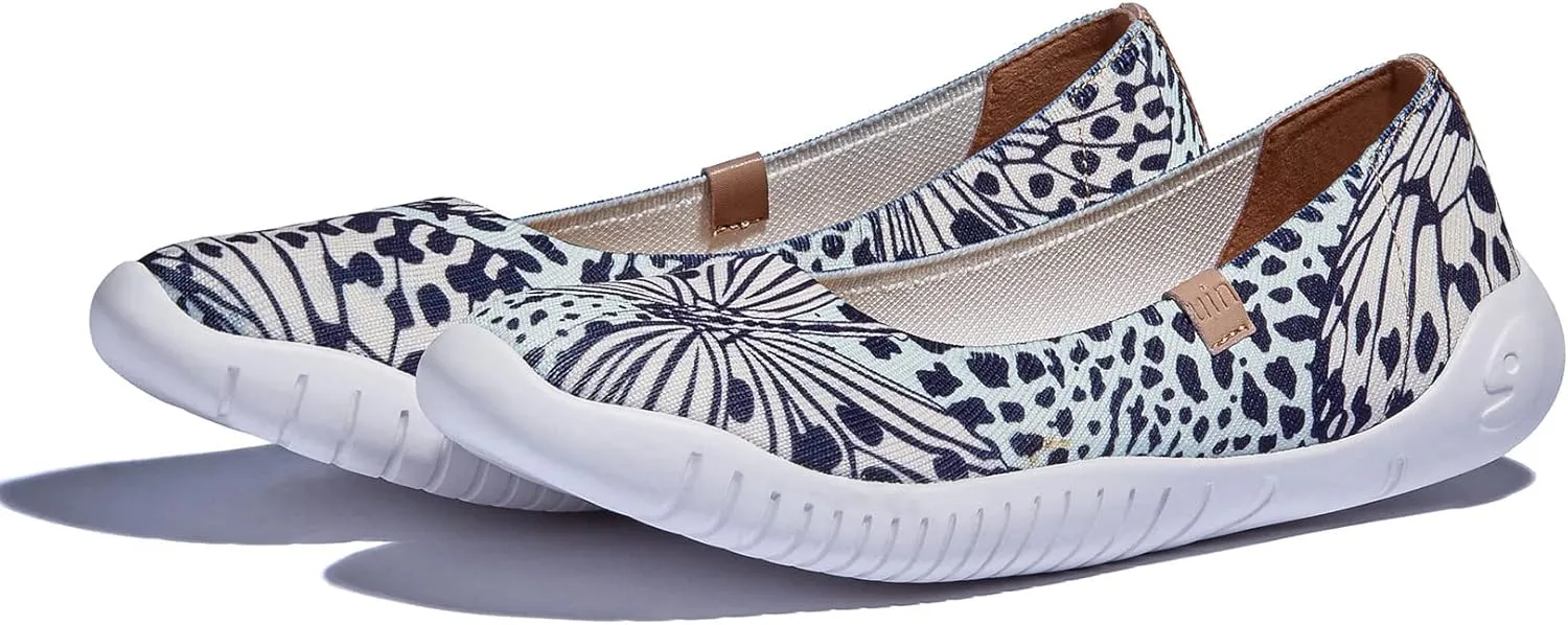 UIN Women's Art Painted Ballet Flats Slip On Pointed Toe Casual Lightweight Comfort Travel Walking Shoes Menorca Series