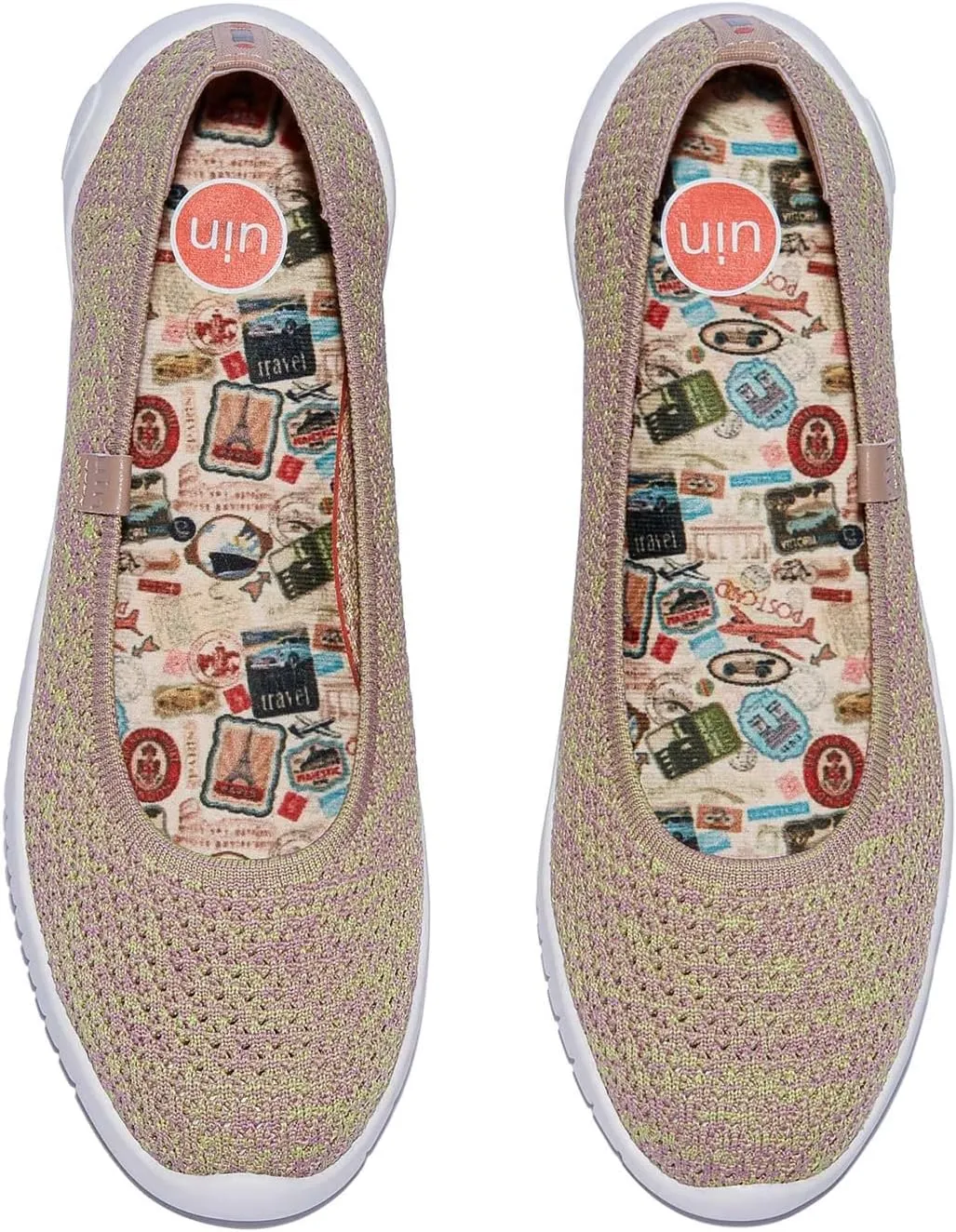 UIN Women's Art Painted Ballet Flats Slip On Pointed Toe Casual Lightweight Comfort Travel Walking Shoes Menorca Series