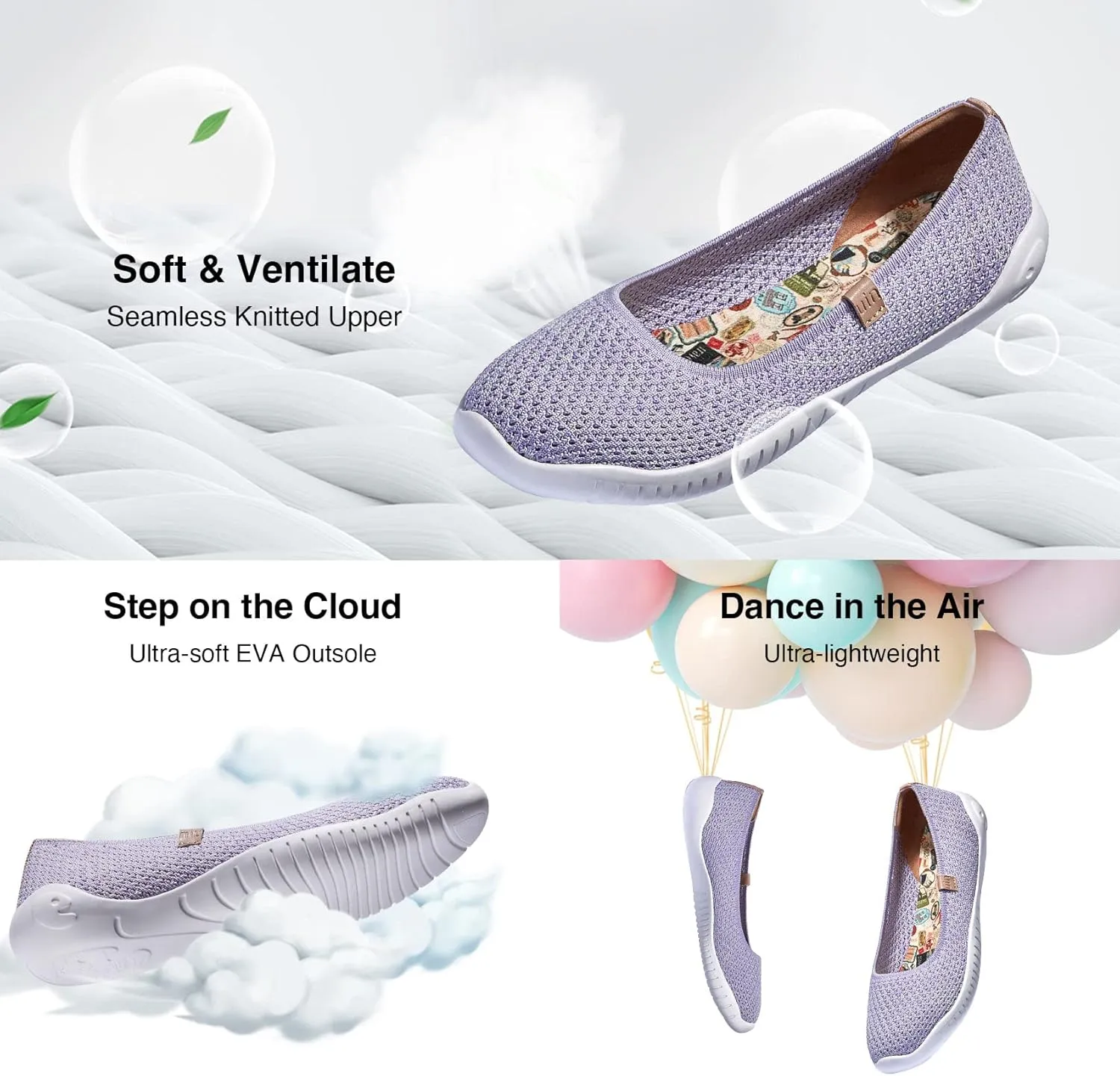 UIN Women's Art Painted Ballet Flats Slip On Pointed Toe Casual Lightweight Comfort Travel Walking Shoes Menorca Series